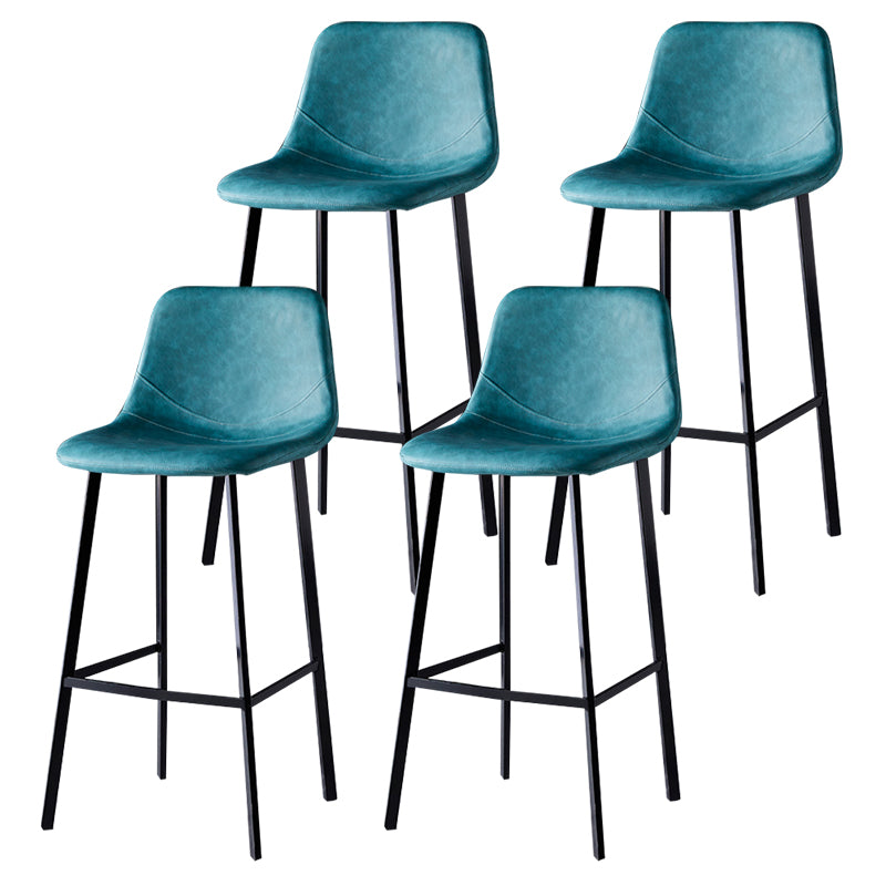 Modern Armless Backrest Counter Stool Iron Household Bar Stool with Leather Cushion