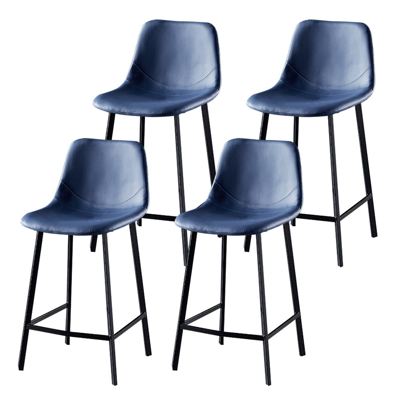 Modern Armless Backrest Counter Stool Iron Household Bar Stool with Leather Cushion