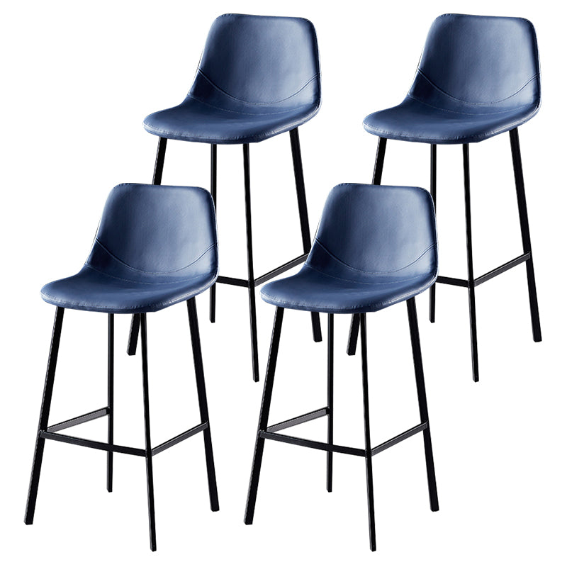 Modern Armless Backrest Counter Stool Iron Household Bar Stool with Leather Cushion