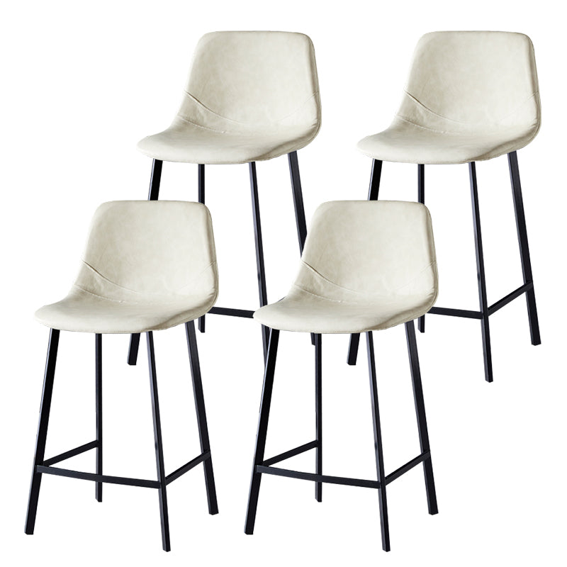 Modern Armless Backrest Counter Stool Iron Household Bar Stool with Leather Cushion