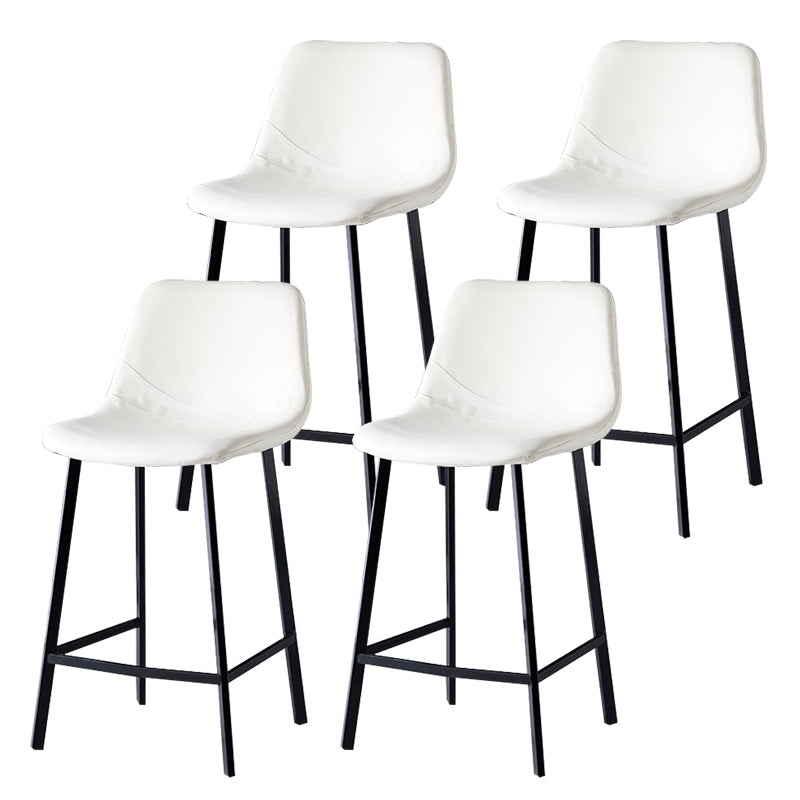 Modern Armless Backrest Counter Stool Iron Household Bar Stool with Leather Cushion