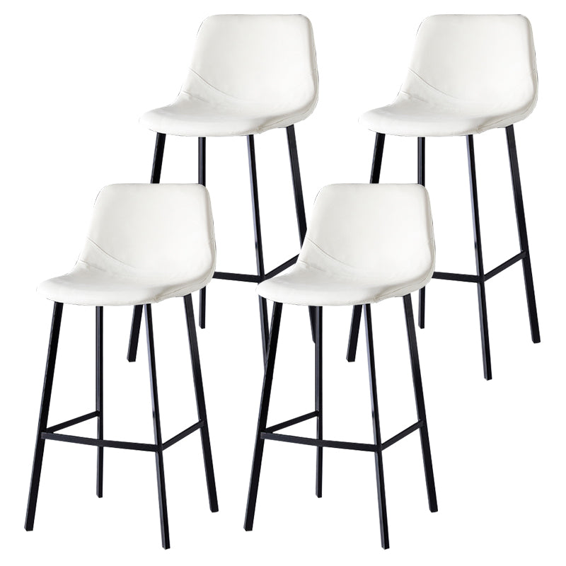 Modern Armless Backrest Counter Stool Iron Household Bar Stool with Leather Cushion