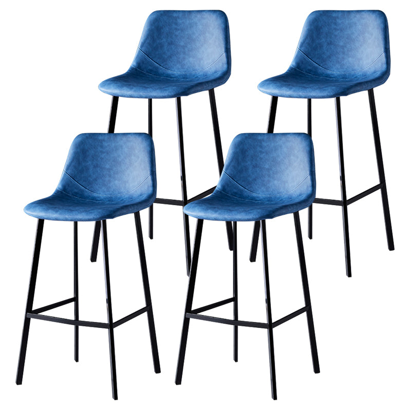 Modern Armless Backrest Counter Stool Iron Household Bar Stool with Leather Cushion