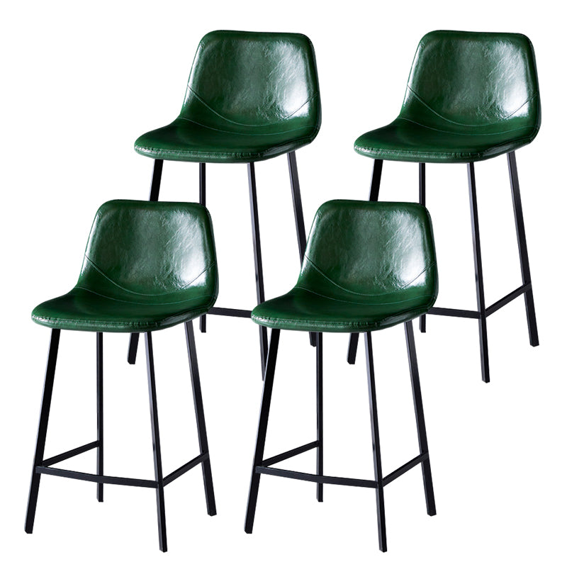Modern Armless Backrest Counter Stool Iron Household Bar Stool with Leather Cushion
