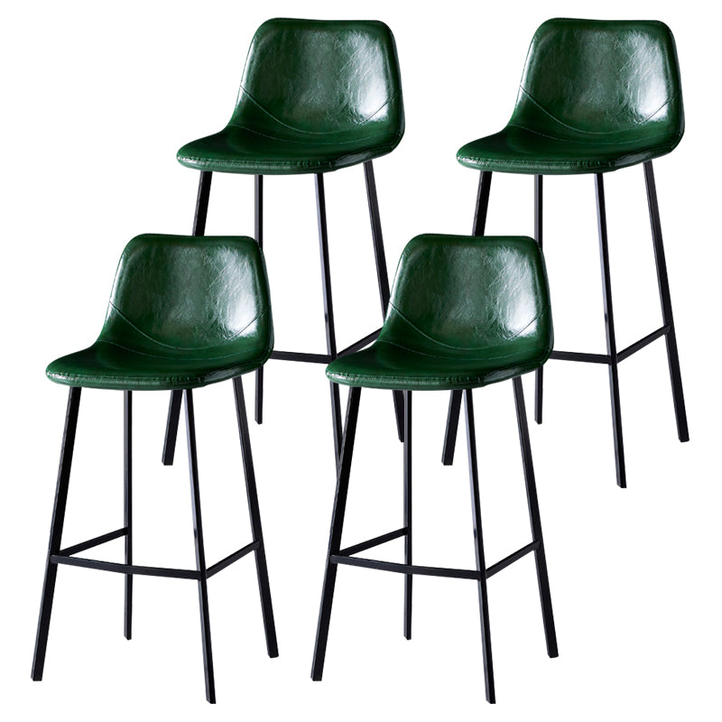 Modern Armless Backrest Counter Stool Iron Household Bar Stool with Leather Cushion