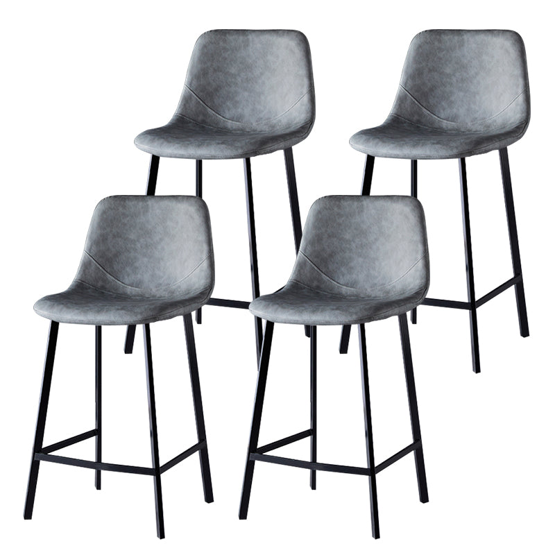 Modern Armless Backrest Counter Stool Iron Household Bar Stool with Leather Cushion