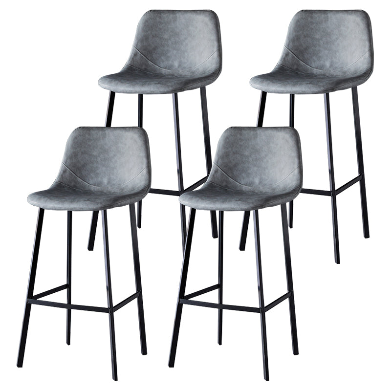 Modern Armless Backrest Counter Stool Iron Household Bar Stool with Leather Cushion