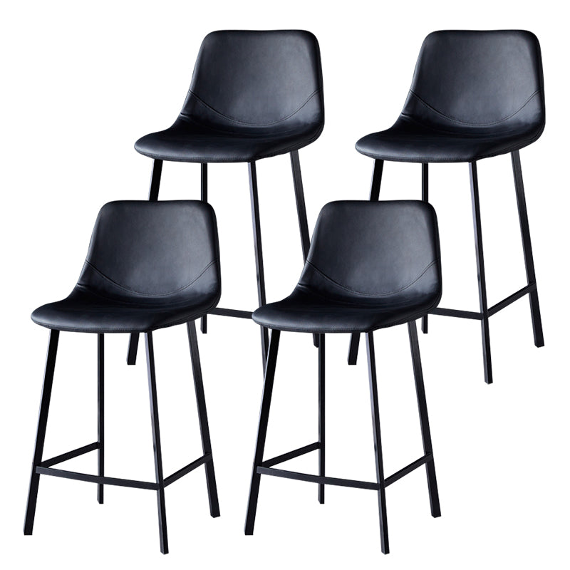 Modern Armless Backrest Counter Stool Iron Household Bar Stool with Leather Cushion
