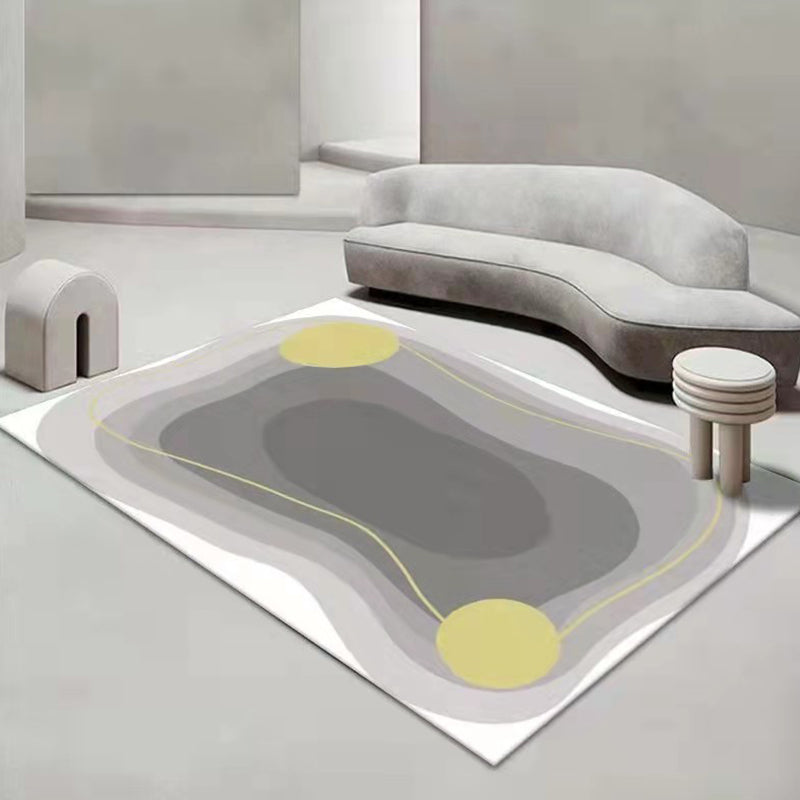 Nordic Style Rug Polyester Color Block Carpet Non-Slip Backing Rug for Bedroom