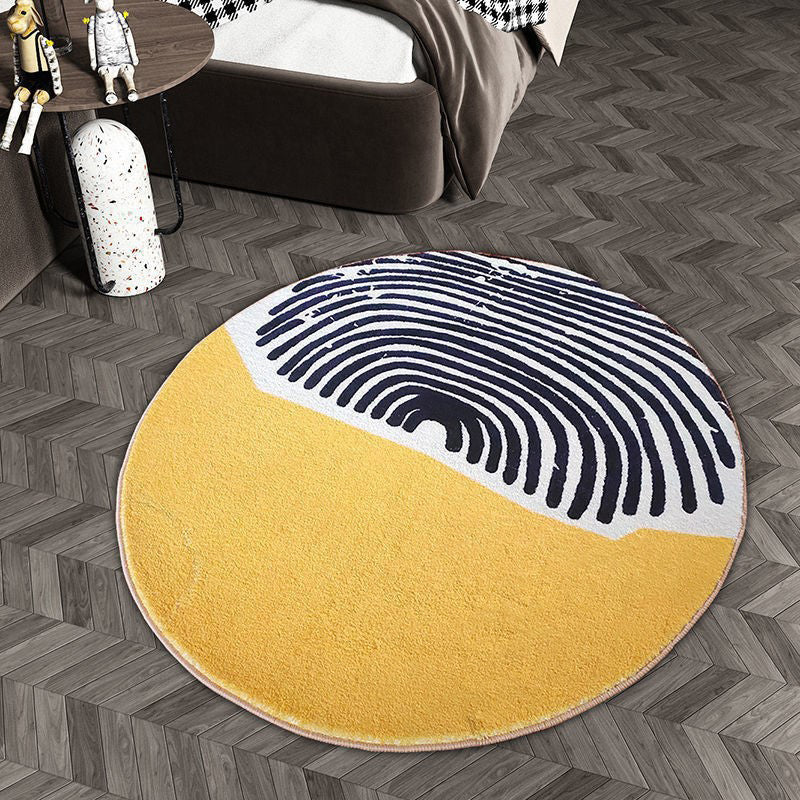 Contemporary Abstract Round Rug Area Carpet Easy Care Machine Washable Indoor Rug