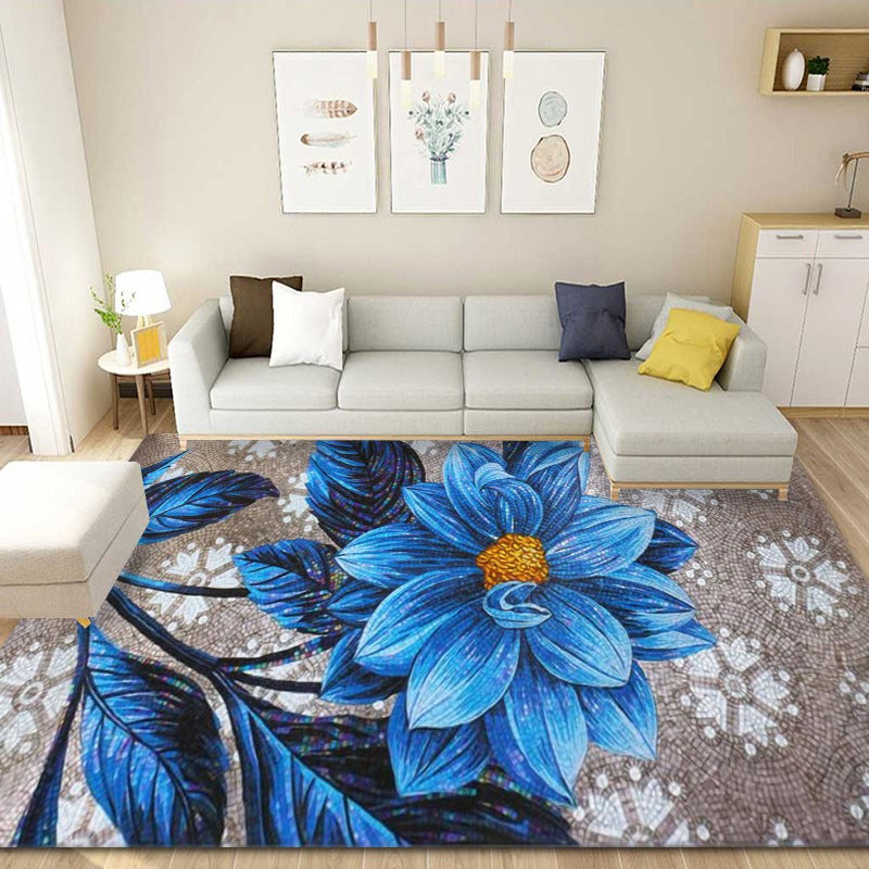 Flower Plant Rug Area Carpet Easy Care Machine Washable Indoor Rug for Decoration