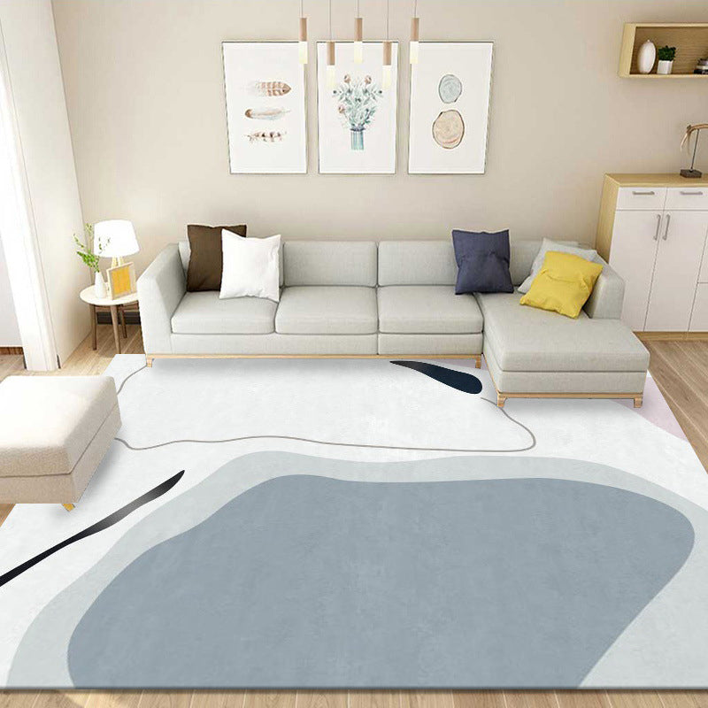 Dark Purple Contrast Color Rug Polyester Simple Rug Non-Slip Backing Rug for Drawing Room