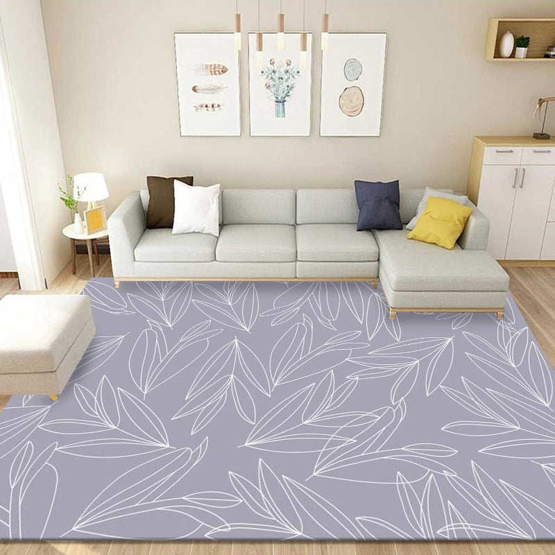 Dark Purple Contrast Color Rug Polyester Simple Rug Non-Slip Backing Rug for Drawing Room