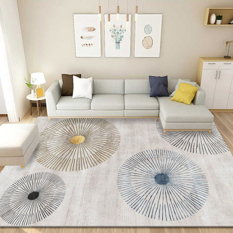 Black Color Block Rug Polyester Nordic Rug Washable Rug for Living Room