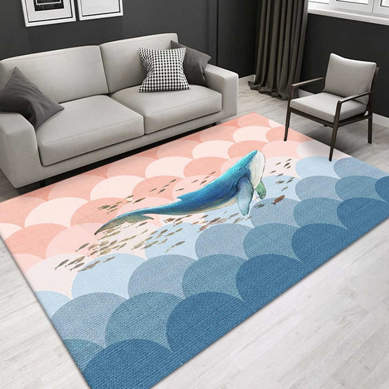 Modern Underwater World Animals Rug Area Rug Polyester Anti-Slip Backing Rug