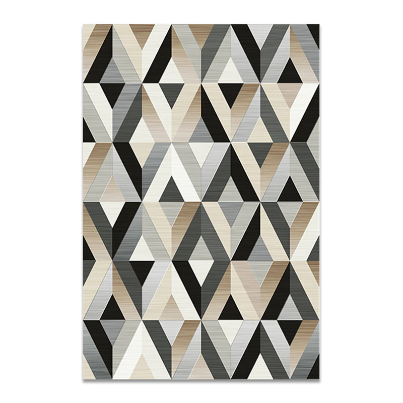 Dark Gold Rug Polyester Geometric Patterns Rug Stain Resistant Rug for Drawing Room