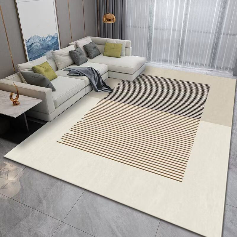 Dark Modern Rug Polyester Striped Rug Washable Rug for Home Decor