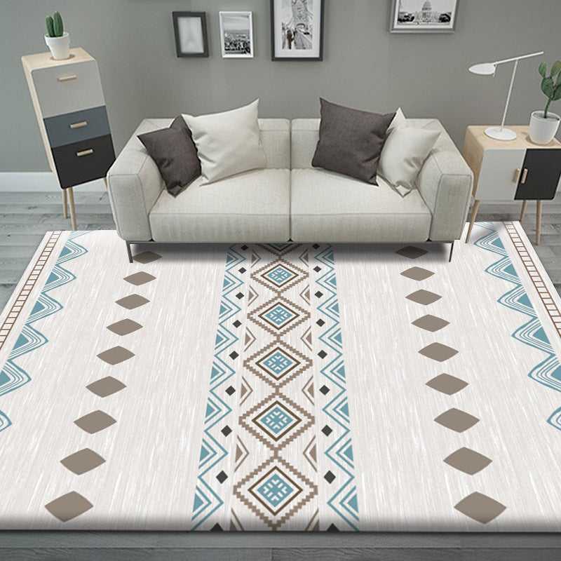 Black Pattern Rug Polyeter Simple Rug Stain Resistant Rug for Living Room