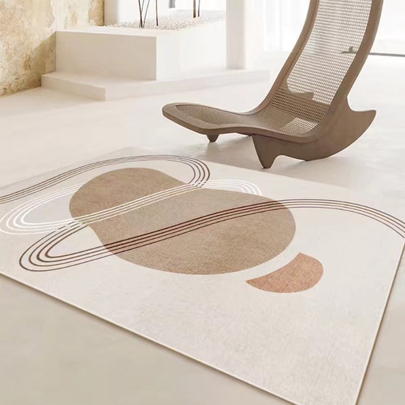 Brown Modern Rug Polyester Striped Rug Washable Indoor Rug for Living Room