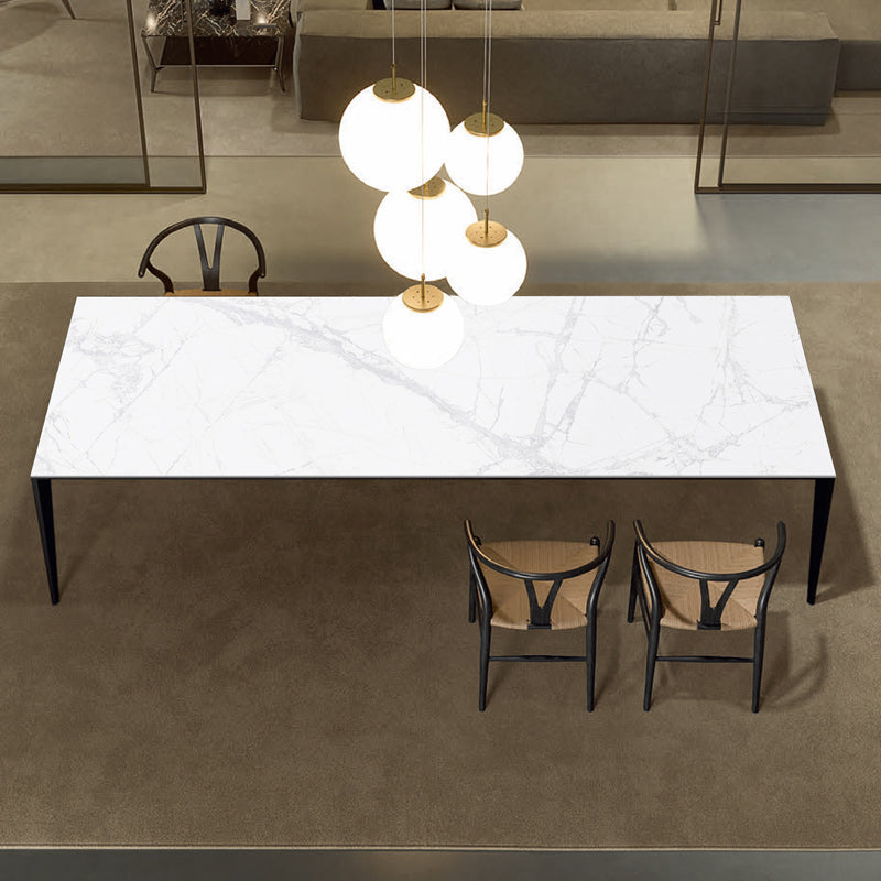 Industrial Style Sintered Stone Table 4 Legs Black Base Rectangle Table