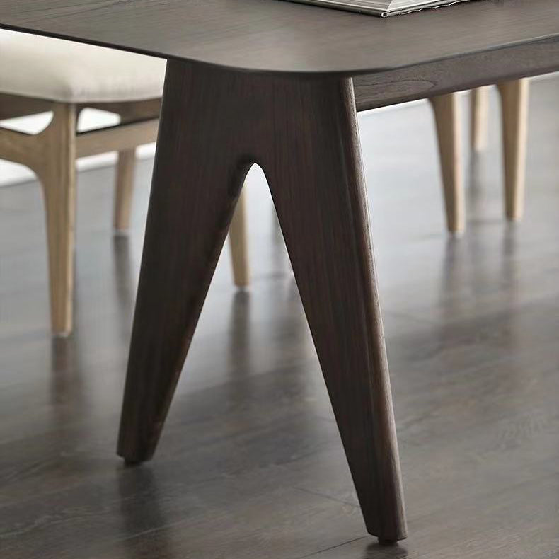 Mesa rectangular contemporánea de madera maciza mesa de madera marrón con 4 patas