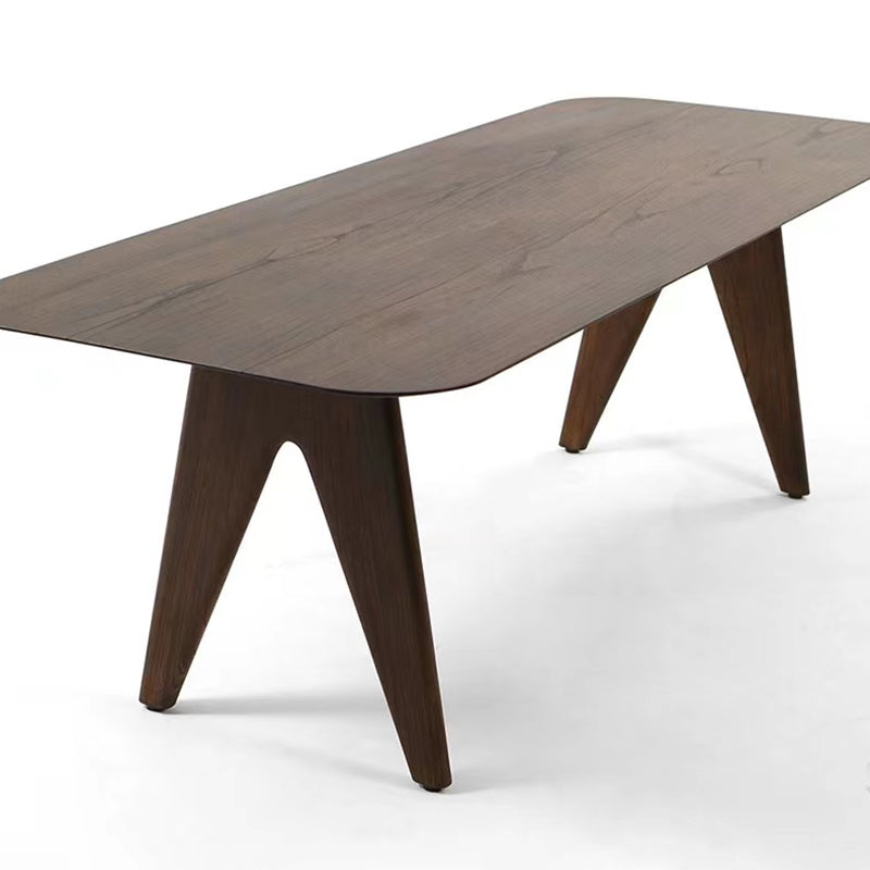 Mesa rectangular contemporánea de madera maciza mesa de madera marrón con 4 patas