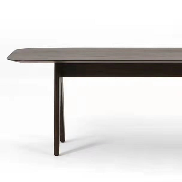 Mesa rectangular contemporánea de madera maciza mesa de madera marrón con 4 patas