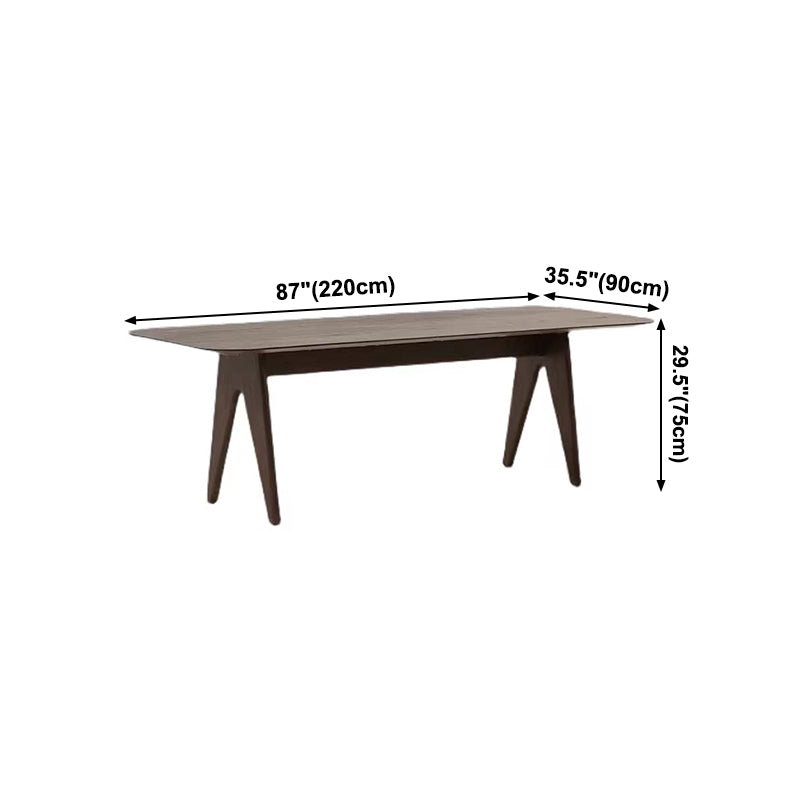 Mesa rectangular contemporánea de madera maciza mesa de madera marrón con 4 patas