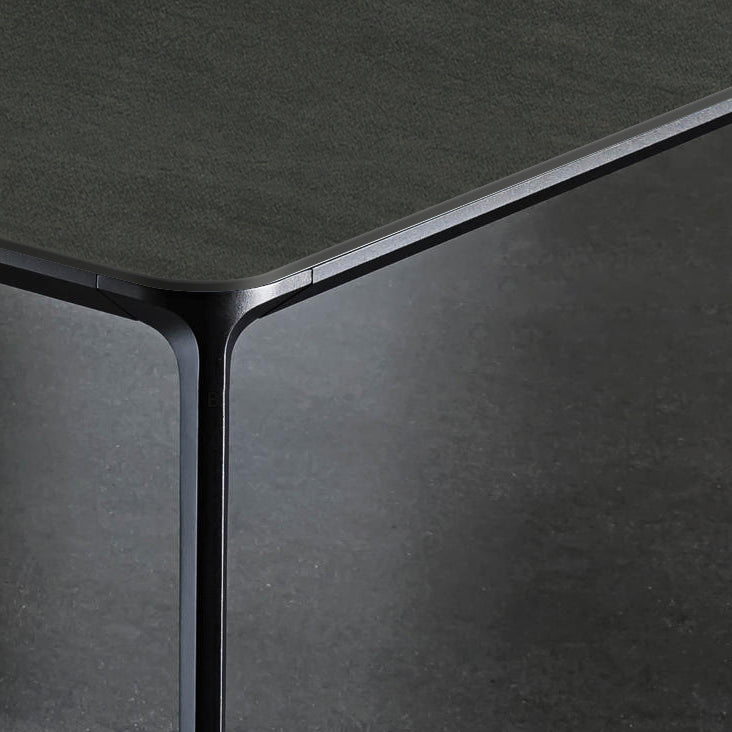 Tavolo da pranzo in pietra sinterizzato in stile industriale 4 gambe tavolo rettangolo di base per casa in nero