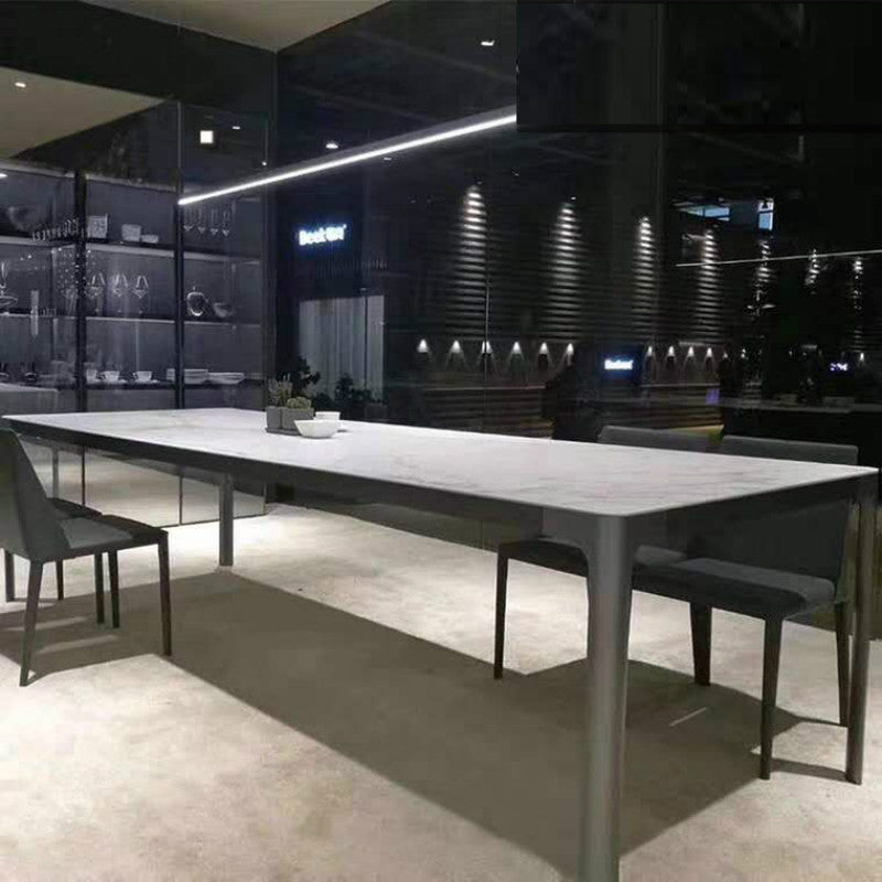 Sintered Stone Dining Table Industrial Style 4 Legs Aluminum Alloy Base Rectangle Table for Home