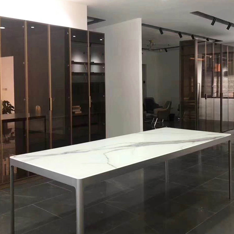 Sintered Stone Dining Table Industrial Style 4 Legs Aluminum Alloy Base Rectangle Table for Home