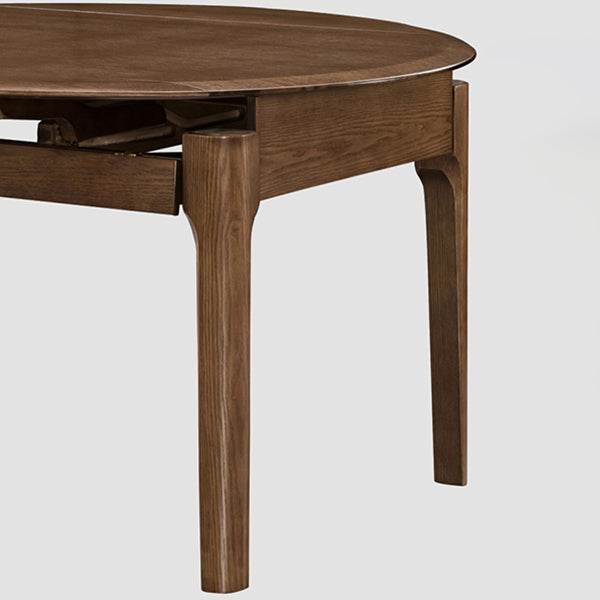 Modern Style Brown Dining Table Round Solid Wood Dining Table with 4 Legs