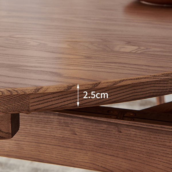 Modern Style Brown Dining Table Round Solid Wood Dining Table with 4 Legs for Living Room