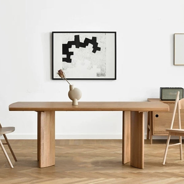 Solid Wood Contemporary Rectangular Table Wood Top Table for Home