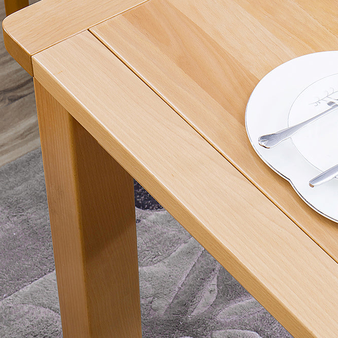 Modern Style Rectangle Dining Table Brown Solid Wood Dining Table with 4 Legs for Home
