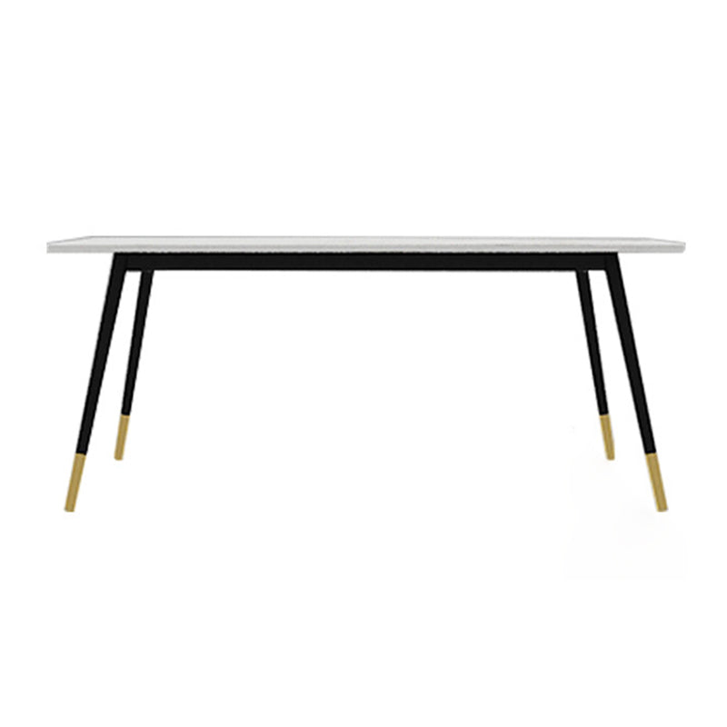 Mesa de comedor rectangular industrial de metal Mesa de comedor de piedra sinterizada con patas de metal