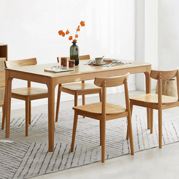 Mesa de comedor marrón de estilo moderno, mesa de comedor rectangular de madera maciza de 4 patas para el hogar