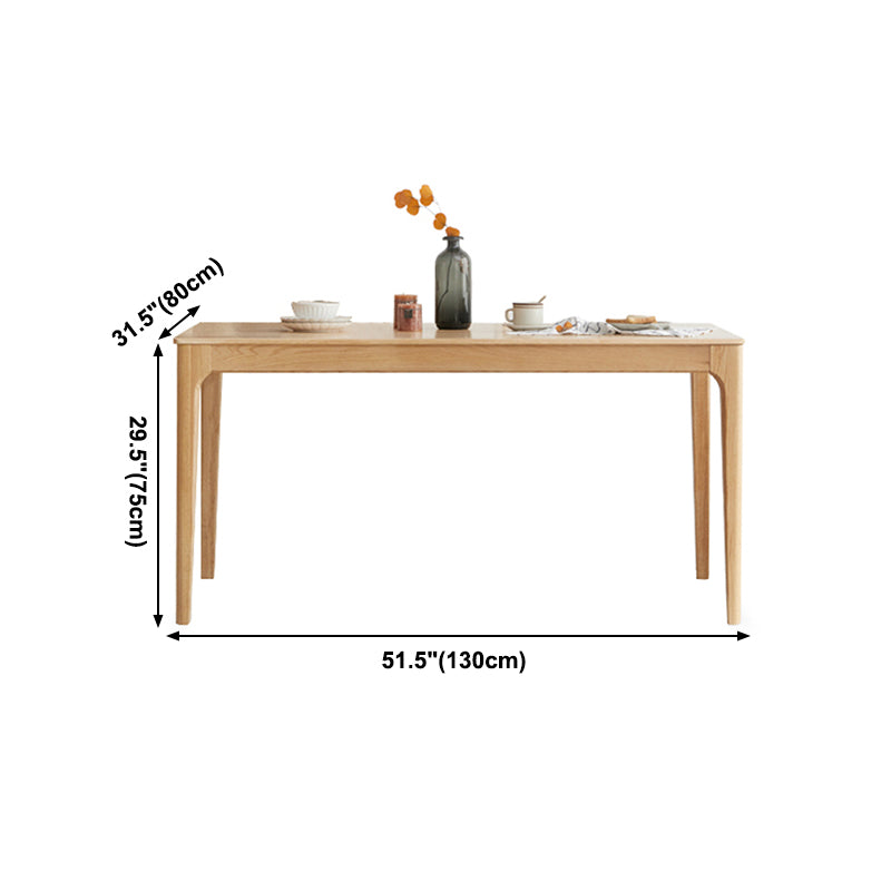 Mesa de comedor marrón de estilo moderno, mesa de comedor rectangular de madera maciza de 4 patas para el hogar