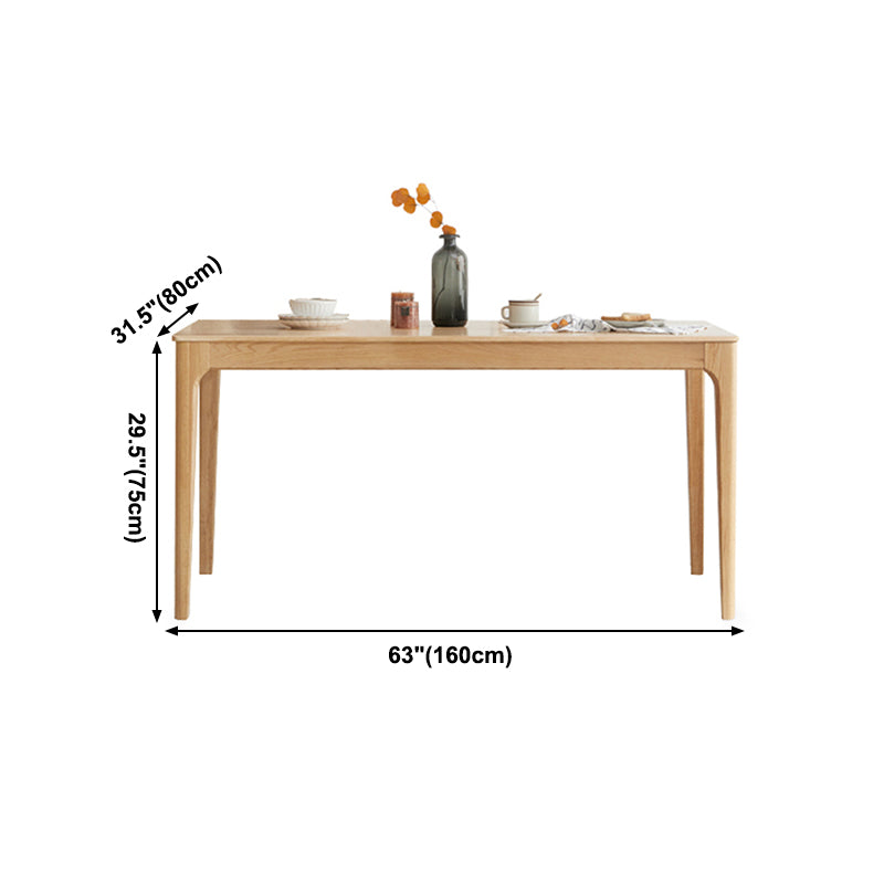Mesa de comedor marrón de estilo moderno, mesa de comedor rectangular de madera maciza de 4 patas para el hogar