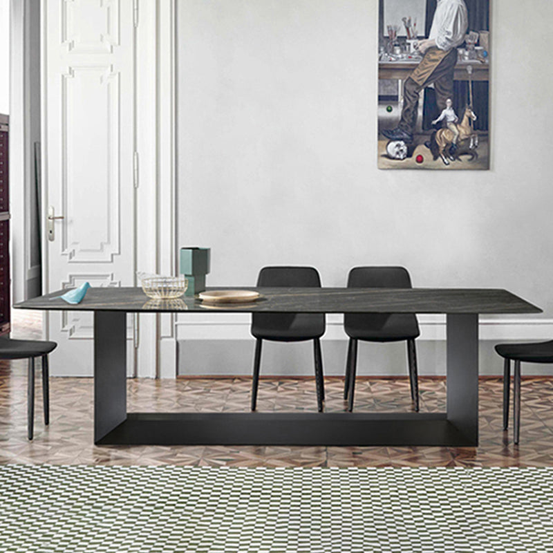 Metal Traditional Luxury Rectangle Table Sintered Stone Dining Table for Home