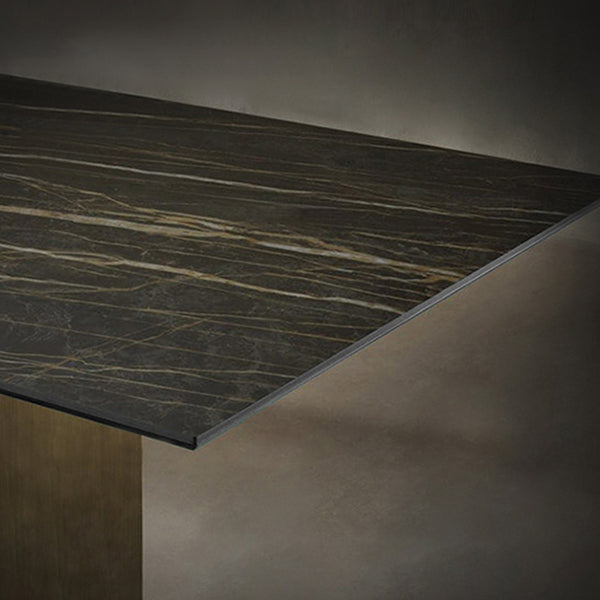 Metal Traditional Luxury Rectangle Table Sintered Stone Dining Table for Home