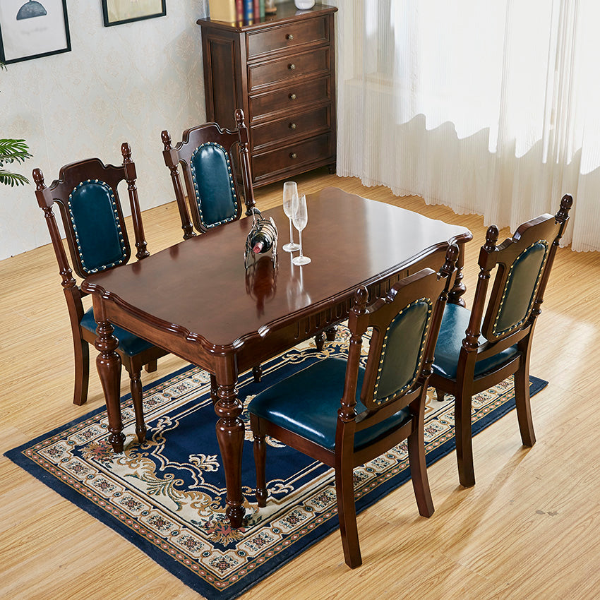 Mid-Century Dining Table Rectangle Solid Wood 4 Legs Dining Table for Home Use