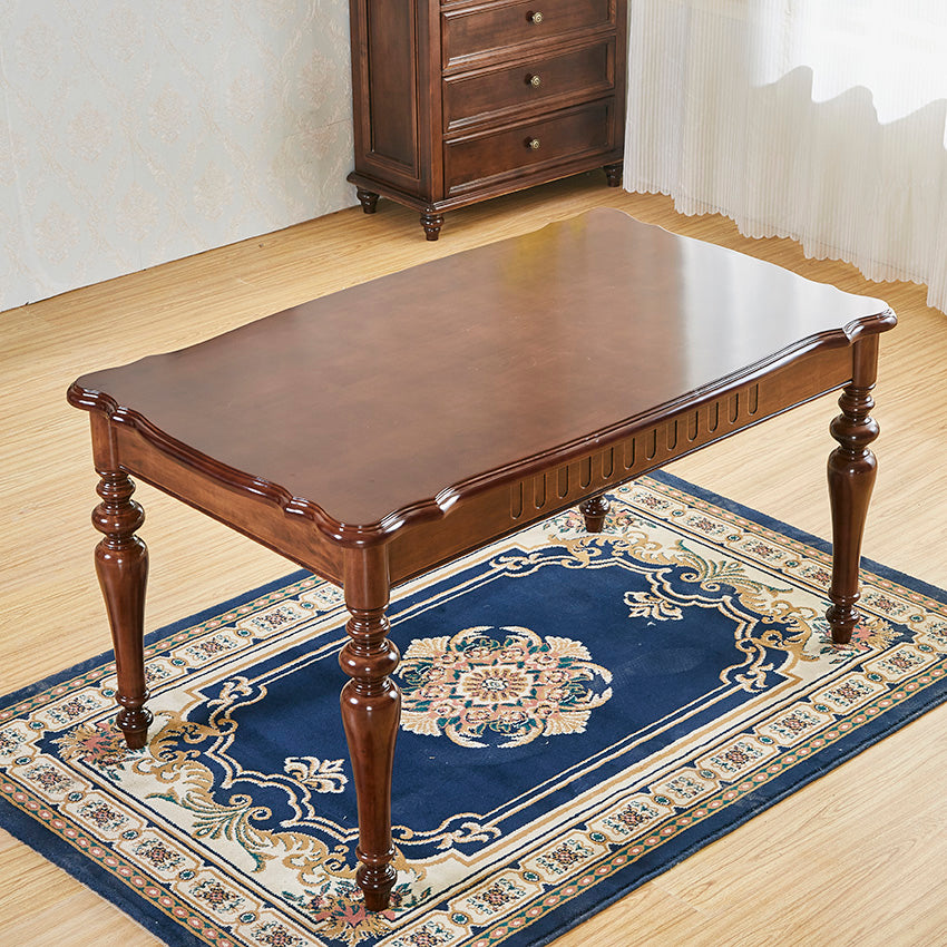 Mid-Century Dining Table Rectangle Solid Wood 4 Legs Dining Table for Home Use