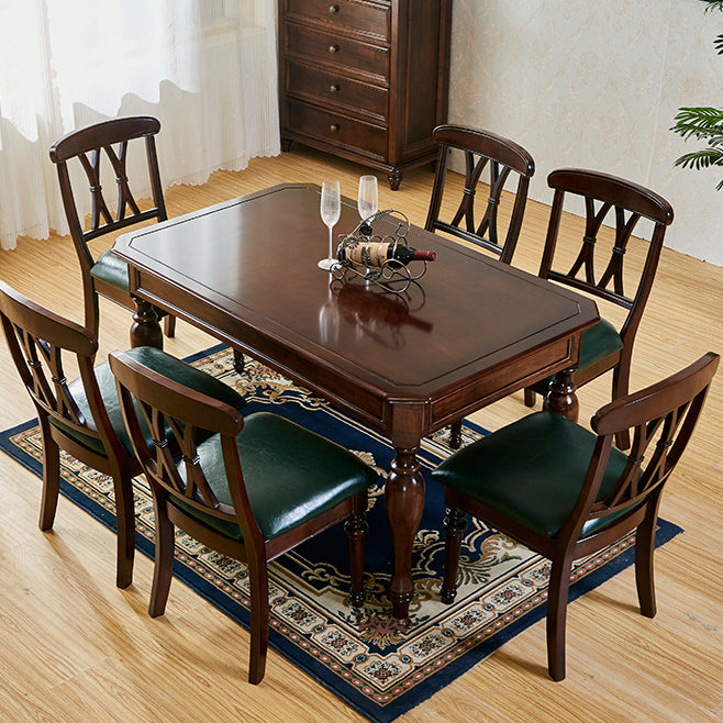 Mid-Century Dining Table Rectangle Solid Wood 4 Legs Dining Table for Home Use