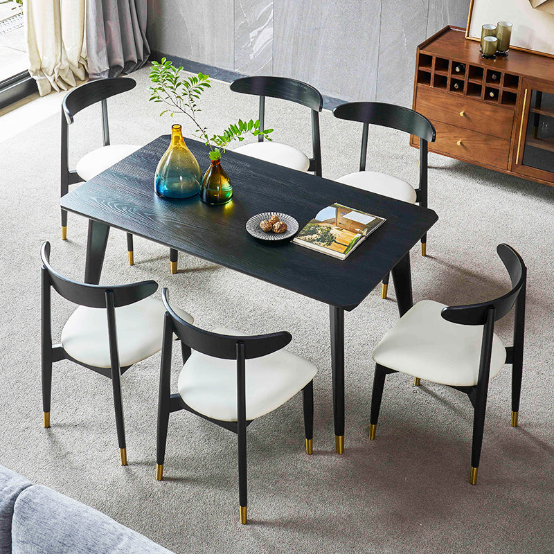 Traditional Luxury Dining Table Rectangle Solid Wood Dining Table with 4 Legs for Home