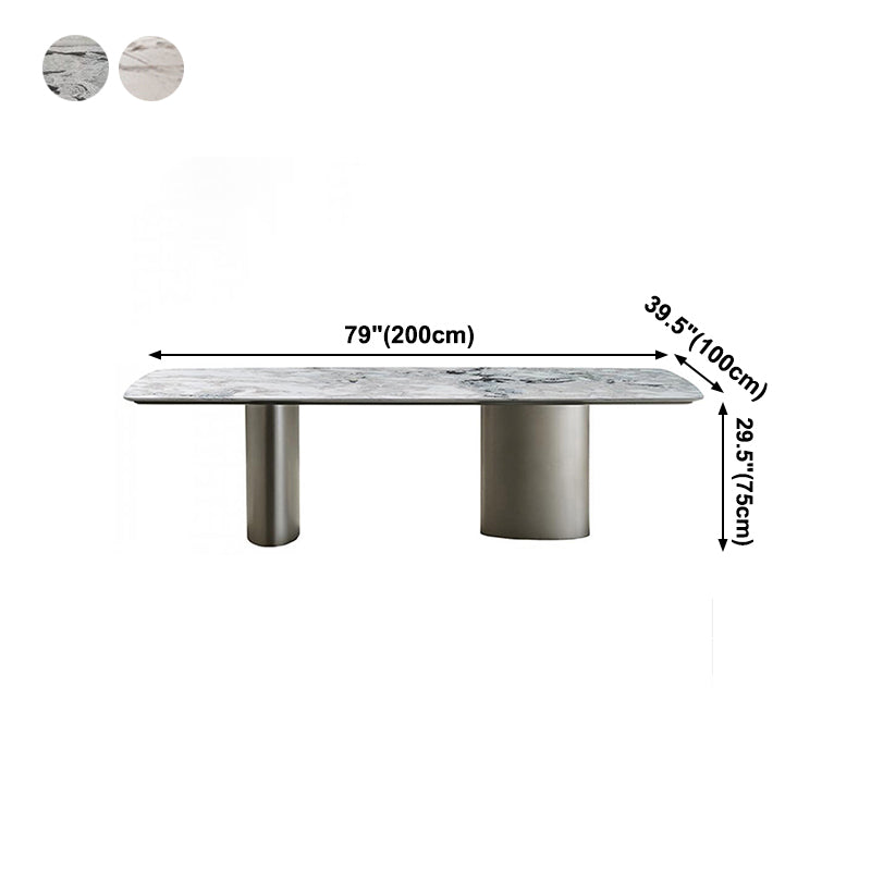 Metal Traditional Luxury Rectangle Table Sintered Stone Top Table for Kitchen