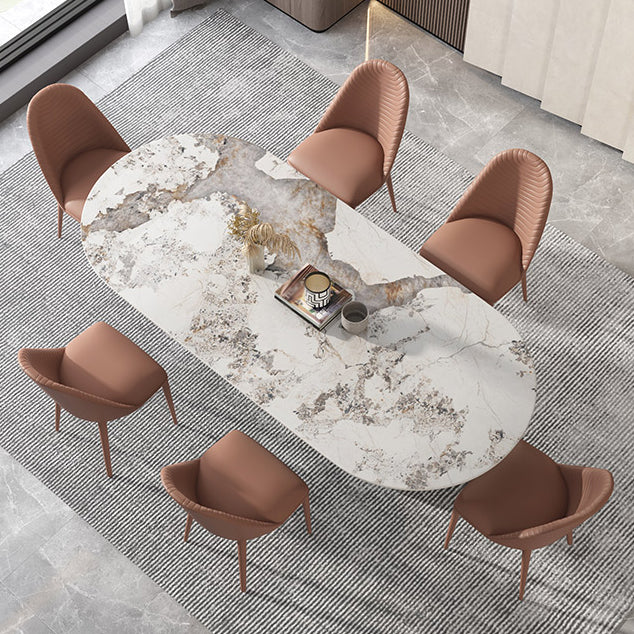 Metalen traditionele luxe ovale tafel Gesinterde stenen tafel voor eetkamer