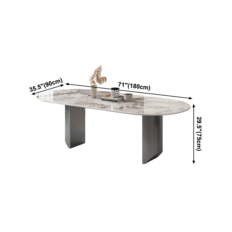 Metalen traditionele luxe ovale tafel Gesinterde stenen tafel voor eetkamer