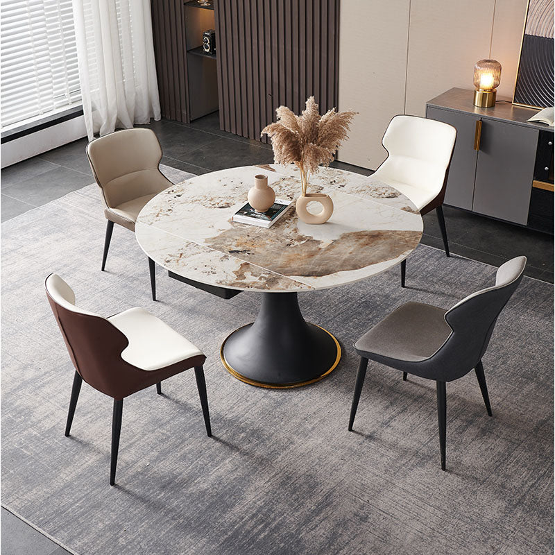 Contemporary Style Leather Dining Side Chairs Wingback Arm Chairs (Set of 4)