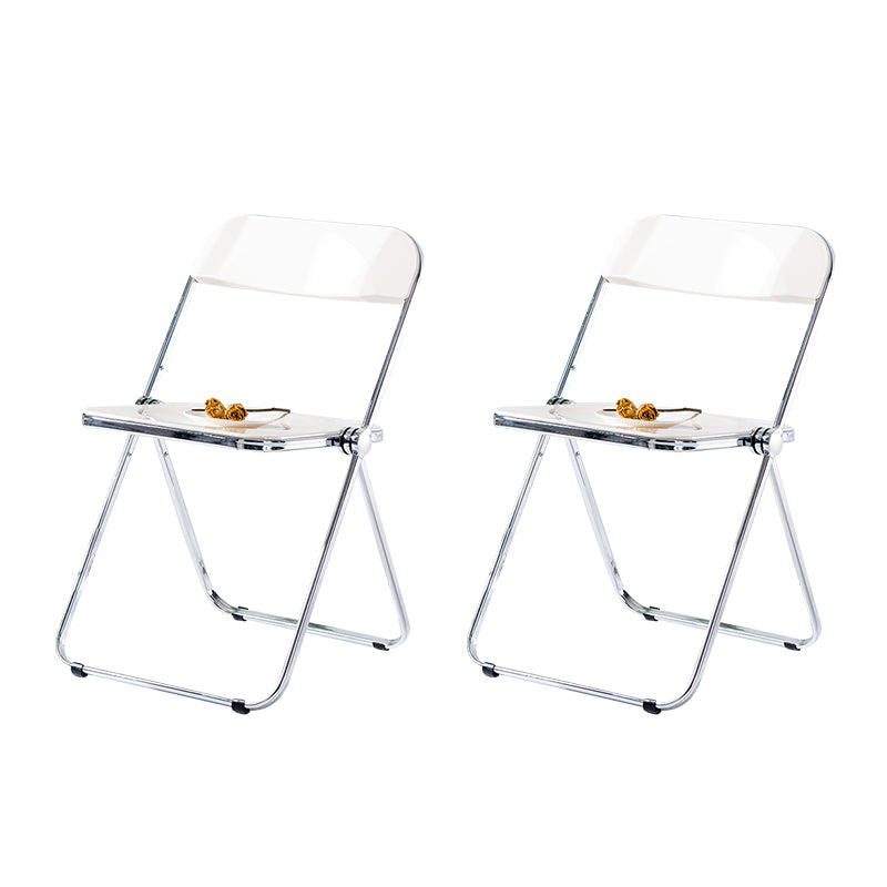 Chaise de salle à manger contemporaine sans accoudoirs, chaise latérale pliante à dossier ouvert avec pieds en métal
